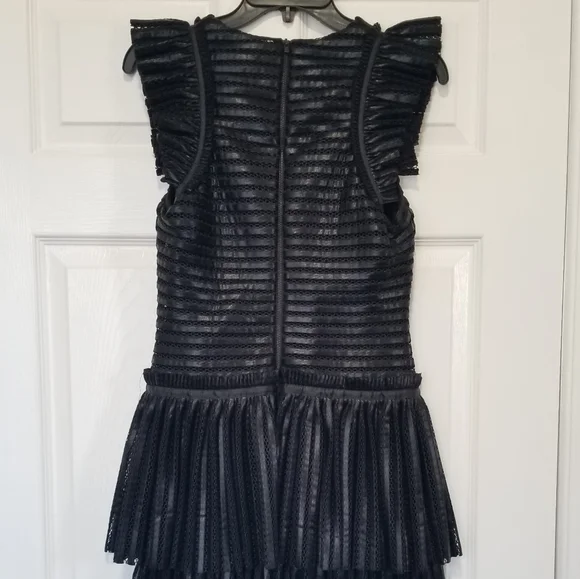 Maje Remony Black Tiered Mini Dress Size 3 - Picture 7 of 15